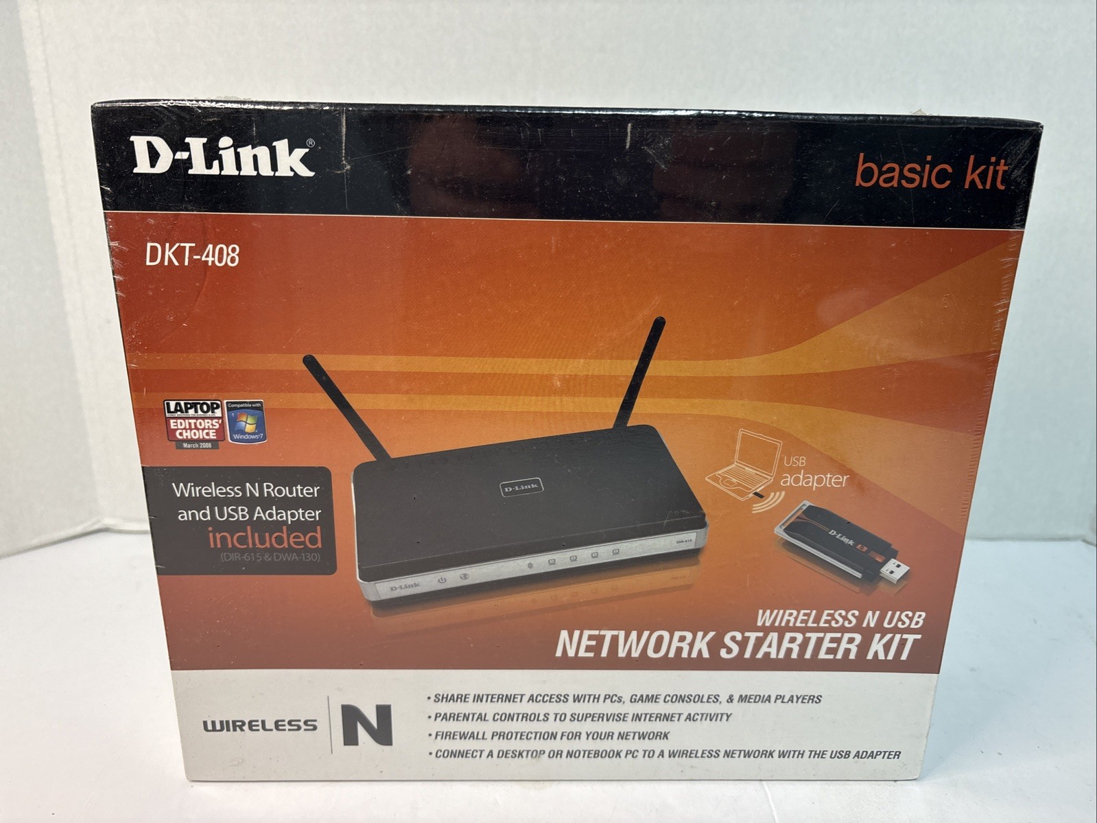 D-Link DKT-408 Wireless N USB Network Starter Kit Basic Kit NIB Sealed