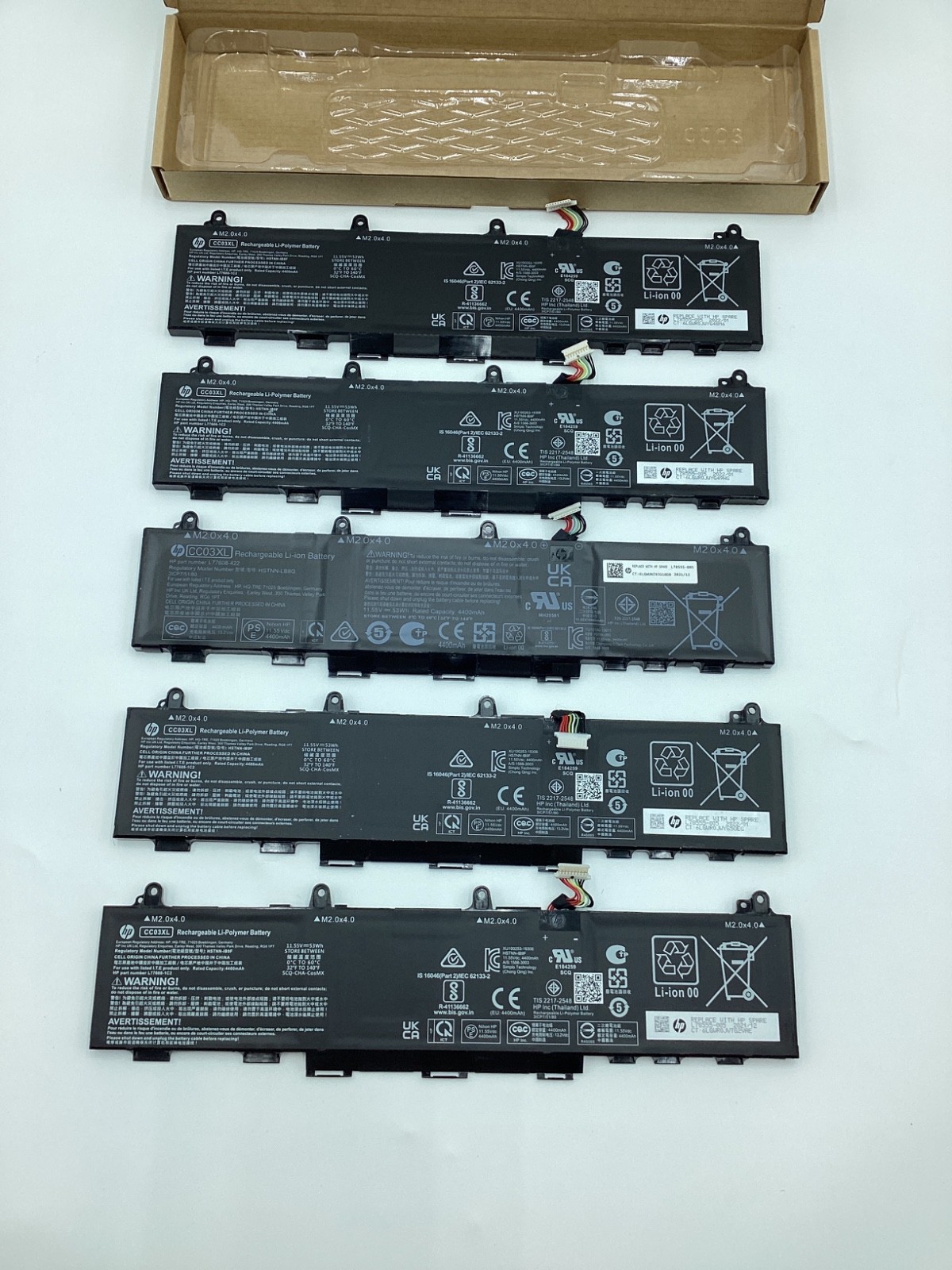 Lot of 5 CC03XL  Laptop Batteries for HP EliteBook 840 G5/G6, 730, 735 – 80%+