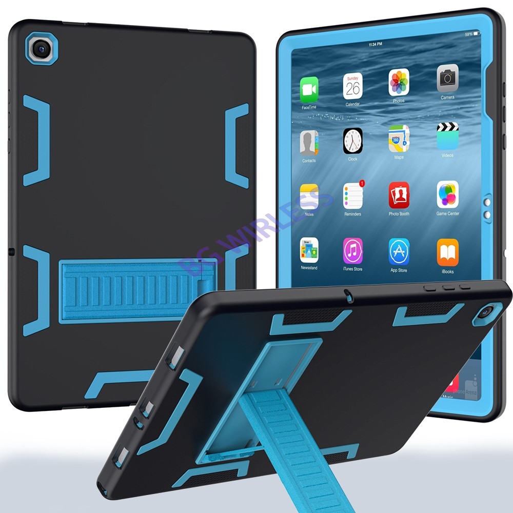 Blue For Samsung Tab A11+ Shockproof Armor Kickstand Military Case/Screen Film