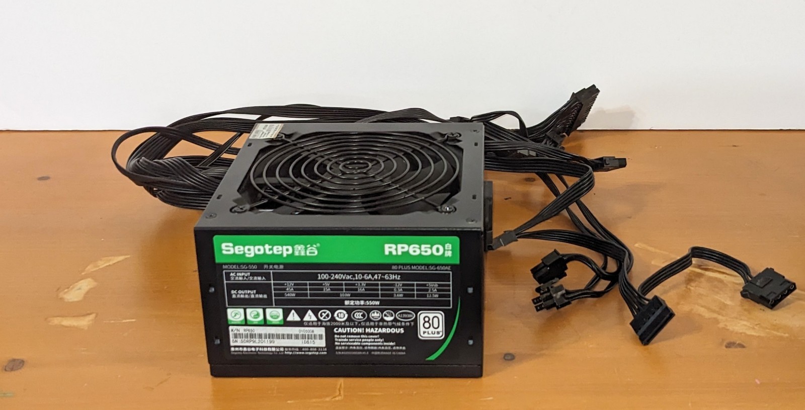 Segotep RP650 550W Power Supply 80 Plus Black ATX PSU Tested Working