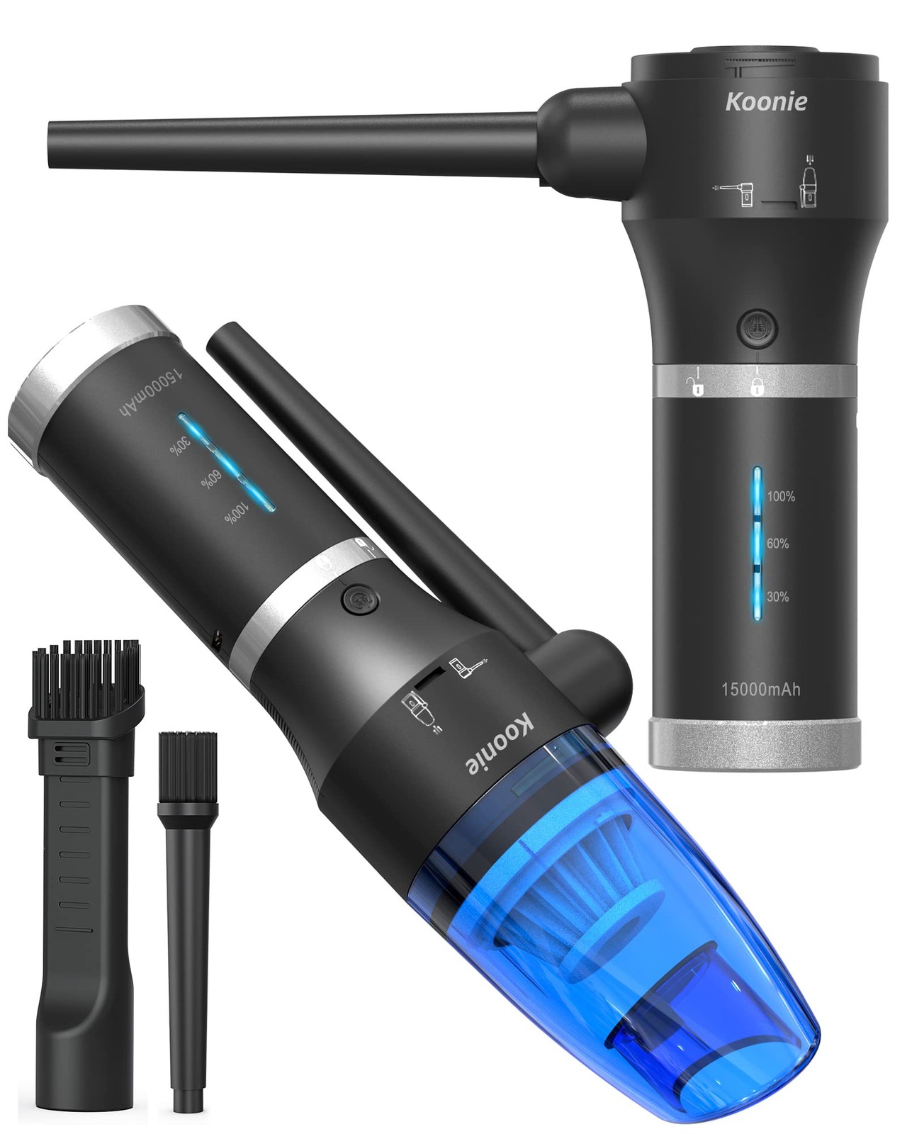 Koonie Compressed Air Duster,Koonie 15000mAh Cordless Air Duster&Vacuum 2 in ...