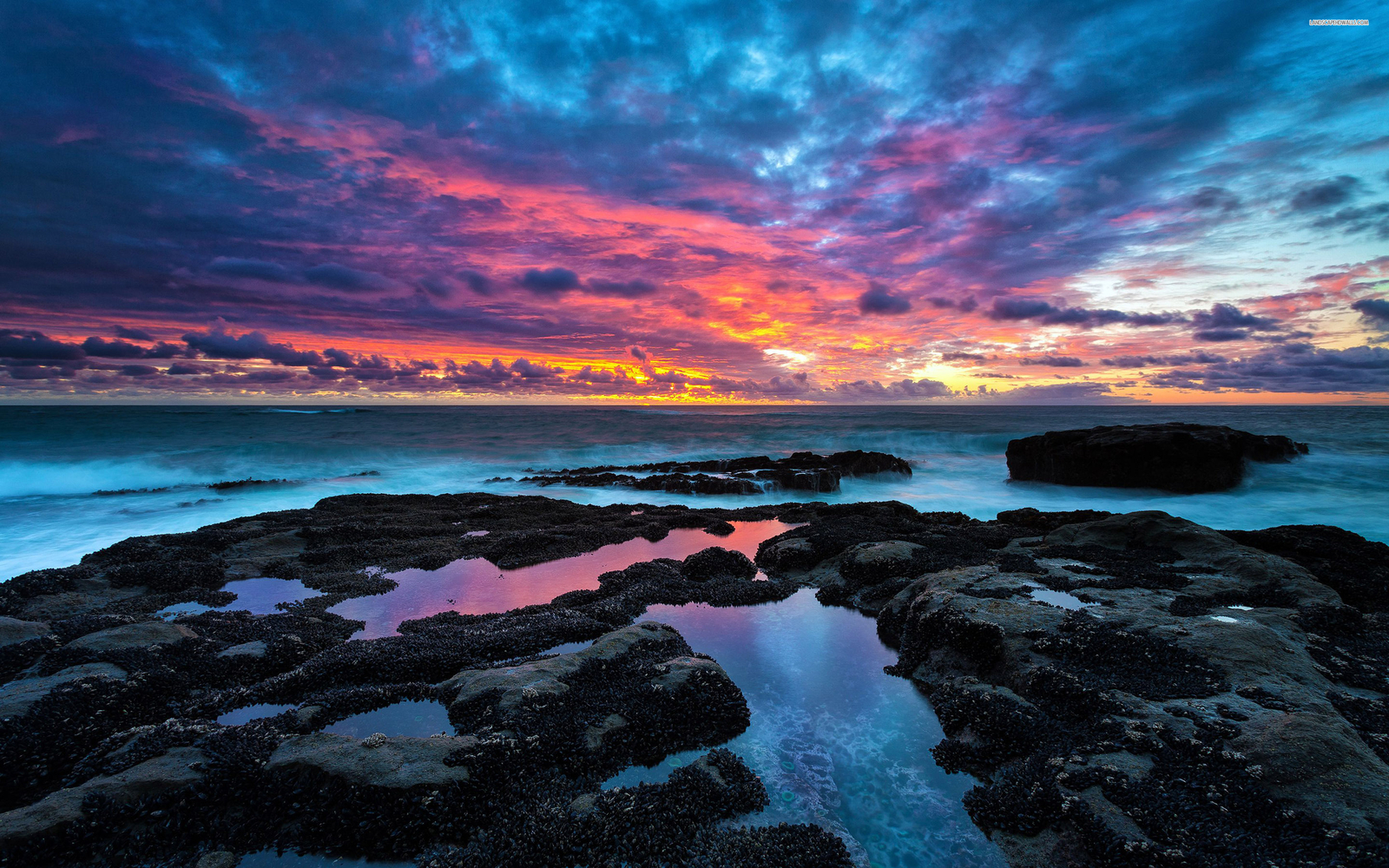 Landscape sea sunset clouds nature low Custom Gaming Mat Desk
