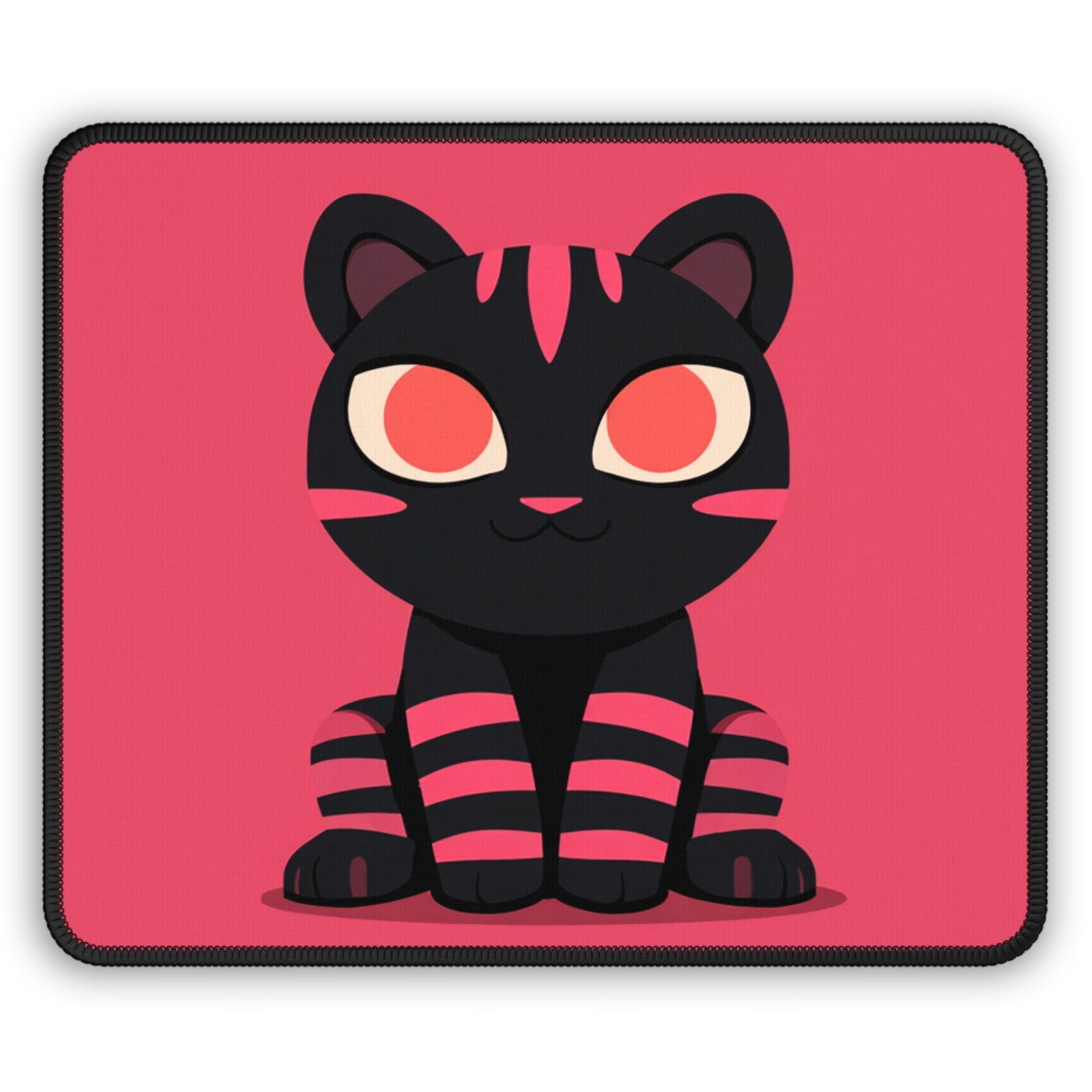 Cute Pink Striped Cat Gaming Mouse Pad | Cute Cat Mousepad