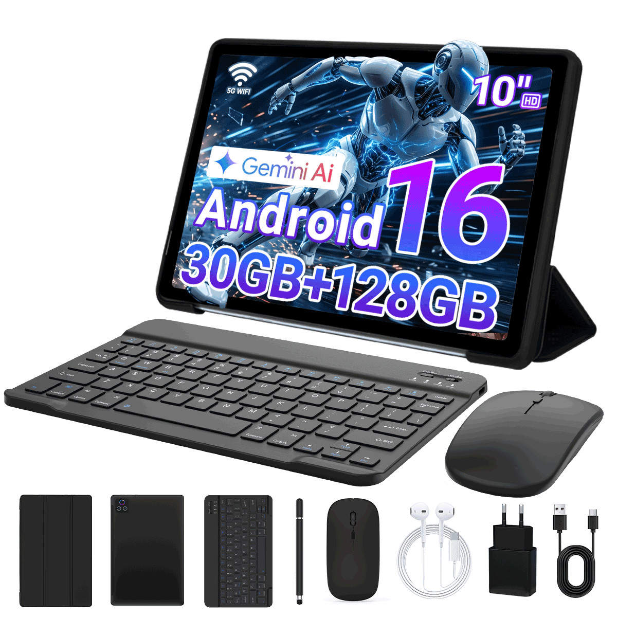 Tablet Android 16 Tablet 30GB RAM 128GB ROM 2TB TF 10 Inch Tablet 8-core 6200mAh