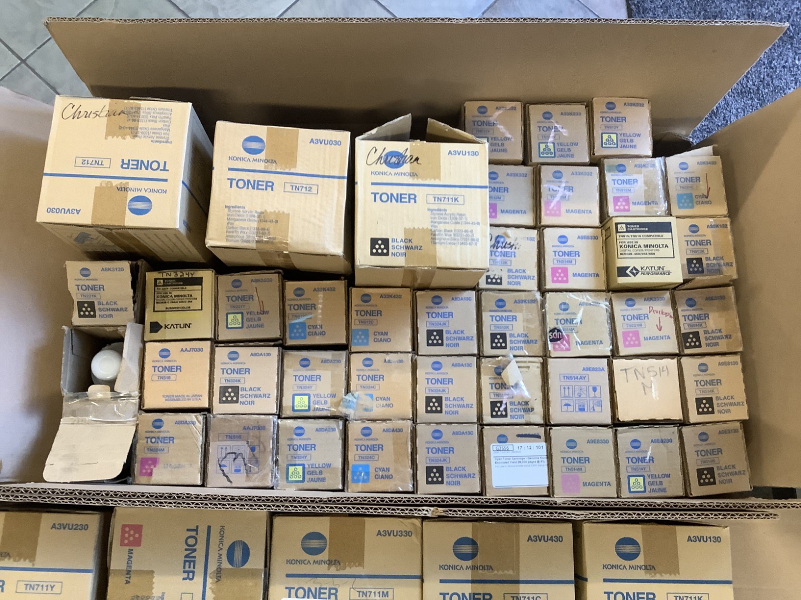 Konica Toner Lot of 65 New/Open Box Various TN Model Units Toner Cartridges
