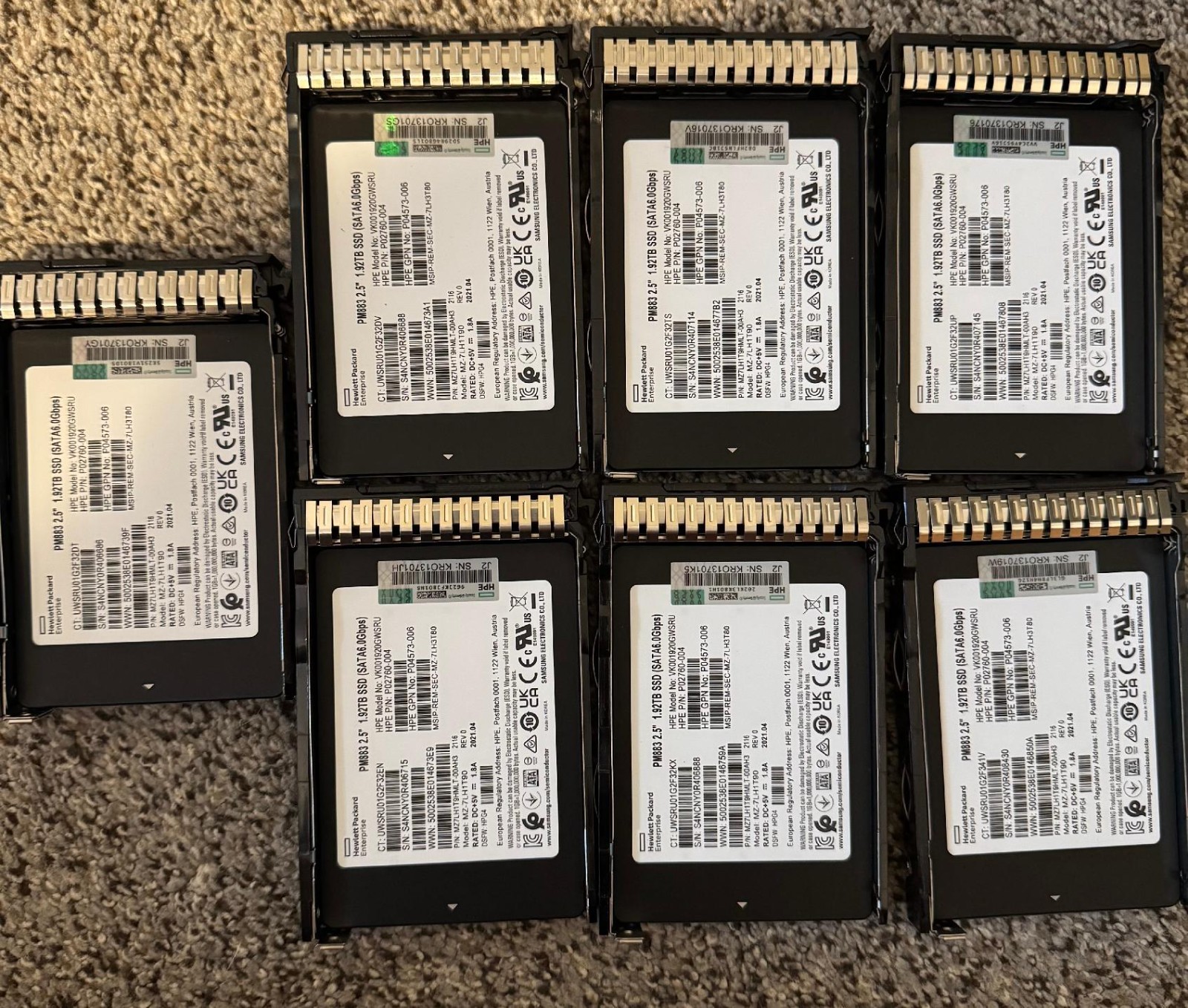 HPE P18426-B21 P18484-001 SATA 1.92TB 6G 2.5" SFF RI G8 G9 Gen10 Server SSD