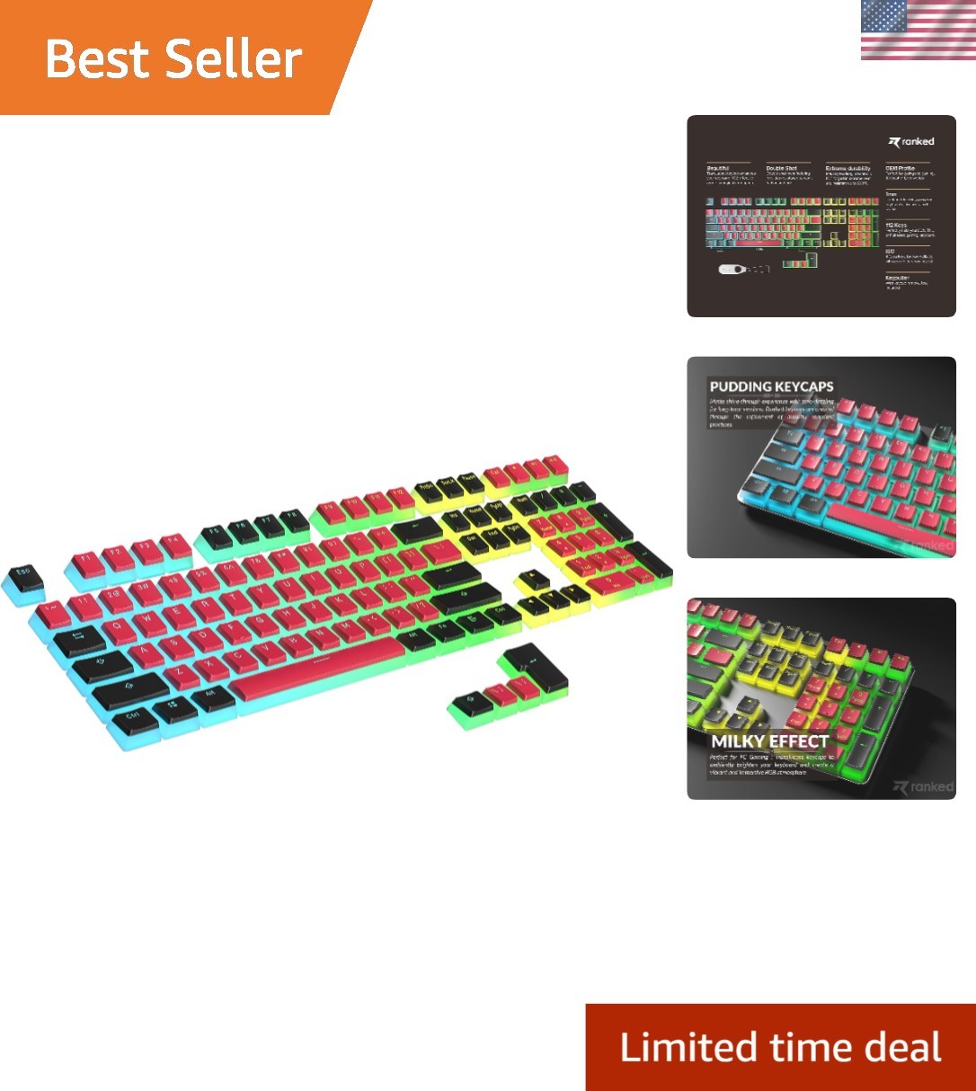 Pudding PBT Keycaps | 112 Double Shot Translucent ANSI  &  Layout | OEM Profi...