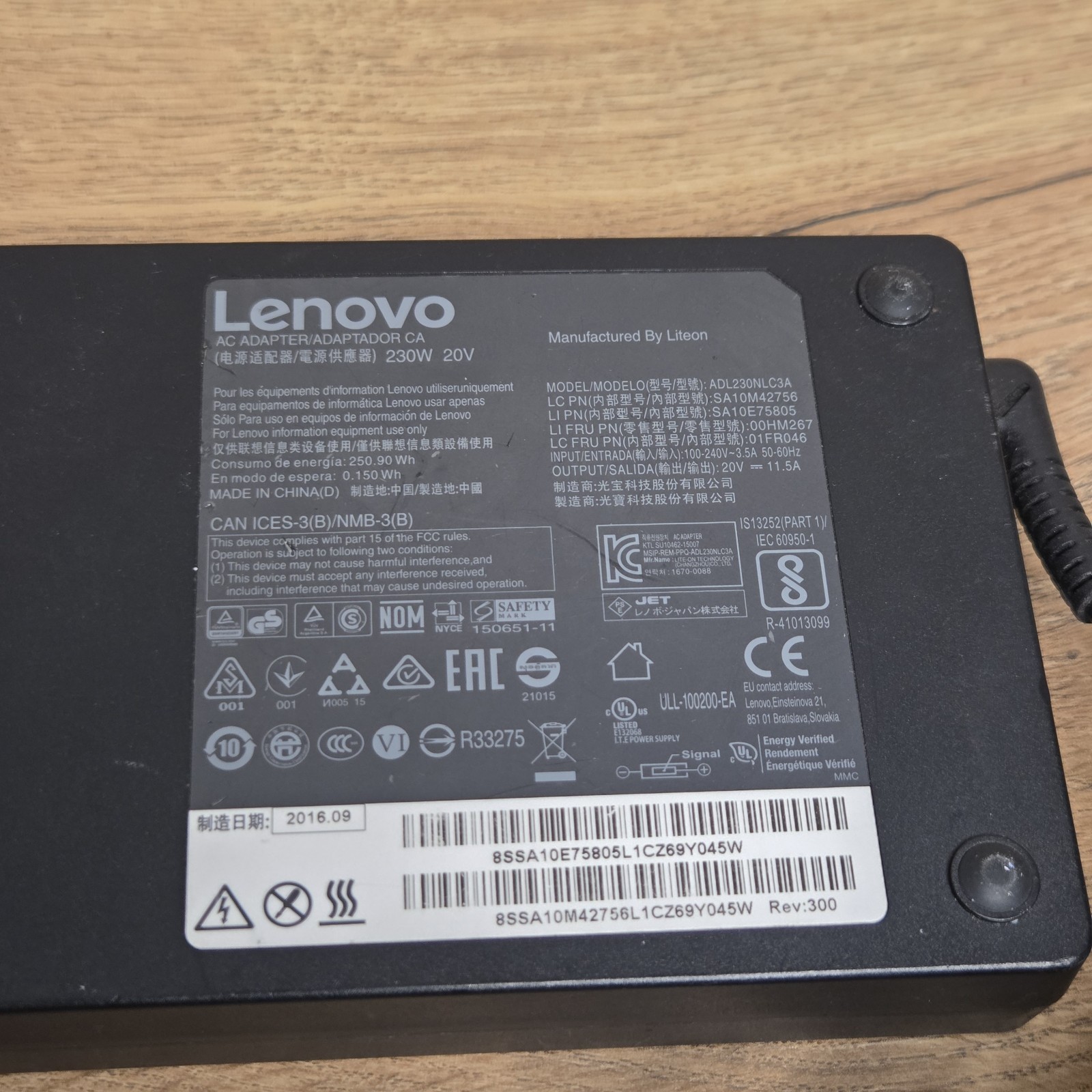 Lenovo ThinkPad Charger ADL230NLC3A 230W 20V AC Slim Tip Charger OEM Original