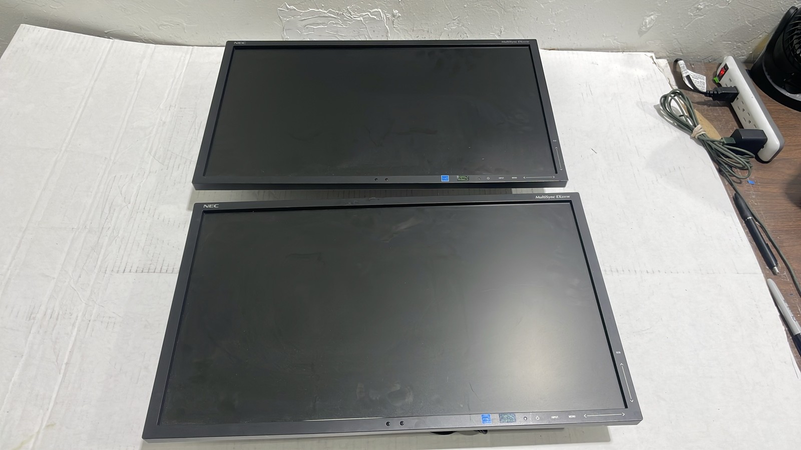 NEC MultiSync EX231W 23" LCD LED Monitors DisplayPort DVI VESA Lot Of 2
