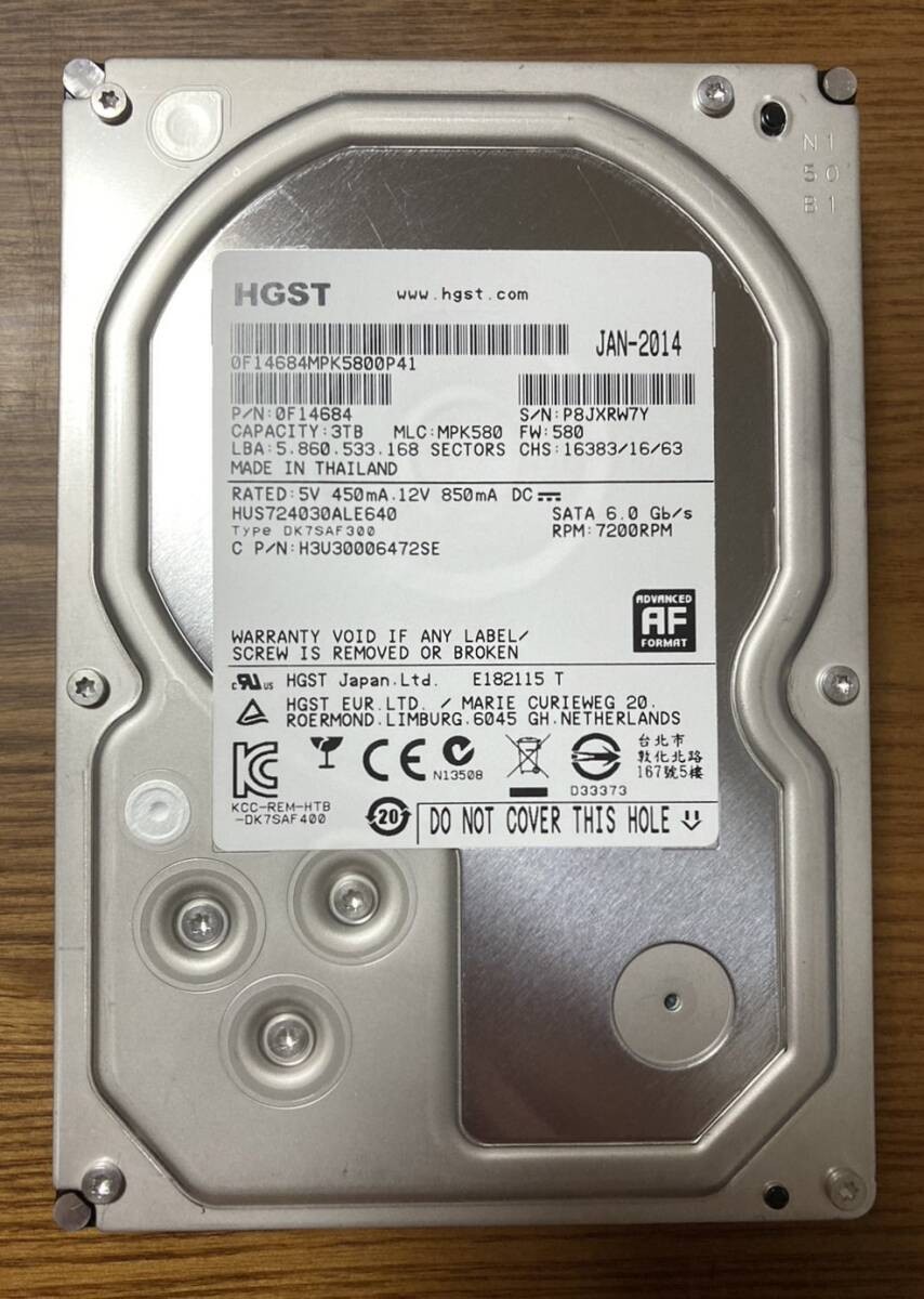 [Excellent condition] Hitachi / HGST Ultrastar 7K4000 HUS724030ALE640 3.5-inch H