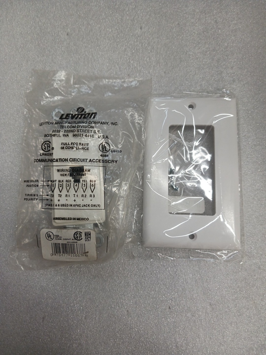 Leviton Communication Circuit Division Jack For Wall Receptacle With Cover Plate