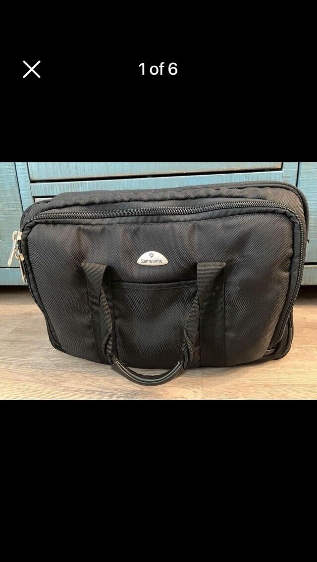 SAMSONITE Black Multi-Compartment Business Laptop Shoulder Bag Briefcase ~Great