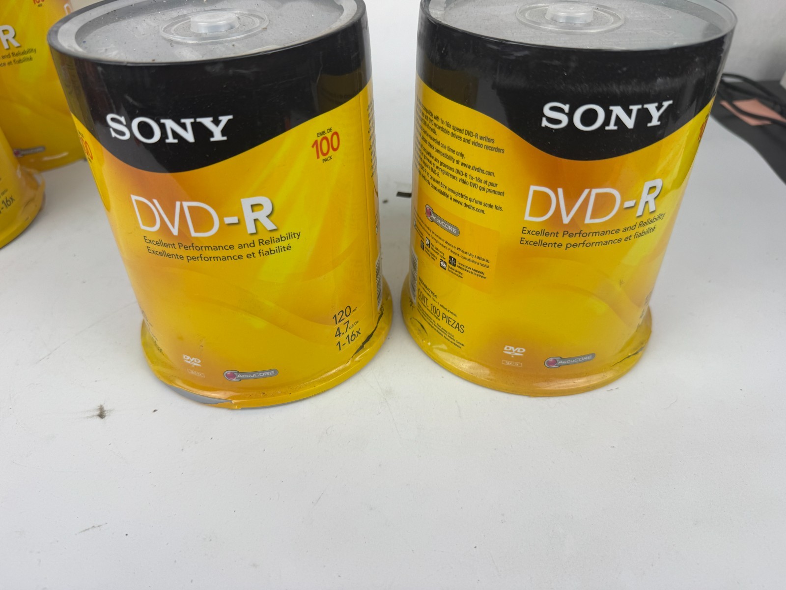 Sony DVD-R 4.7GB 16x 100 Pack Spindles Lot of 2