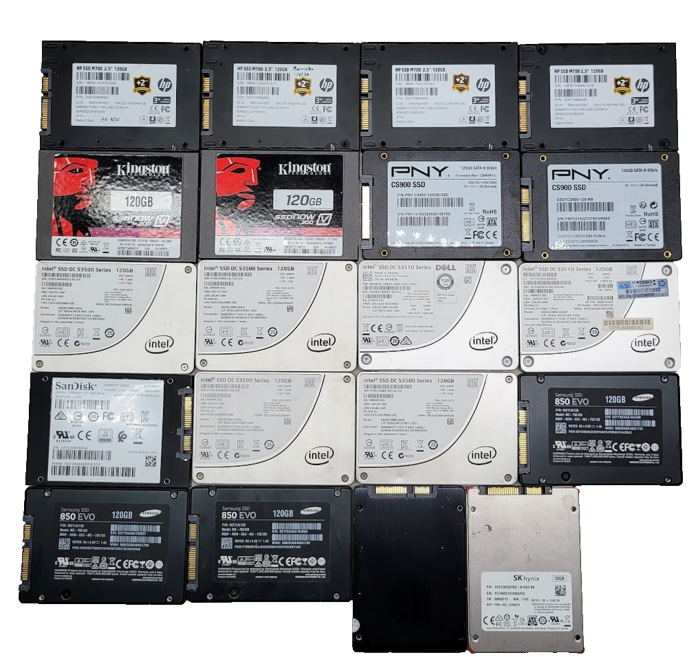 Lot of 20 SSD 2.5" SATA 120GB different brands check the description 