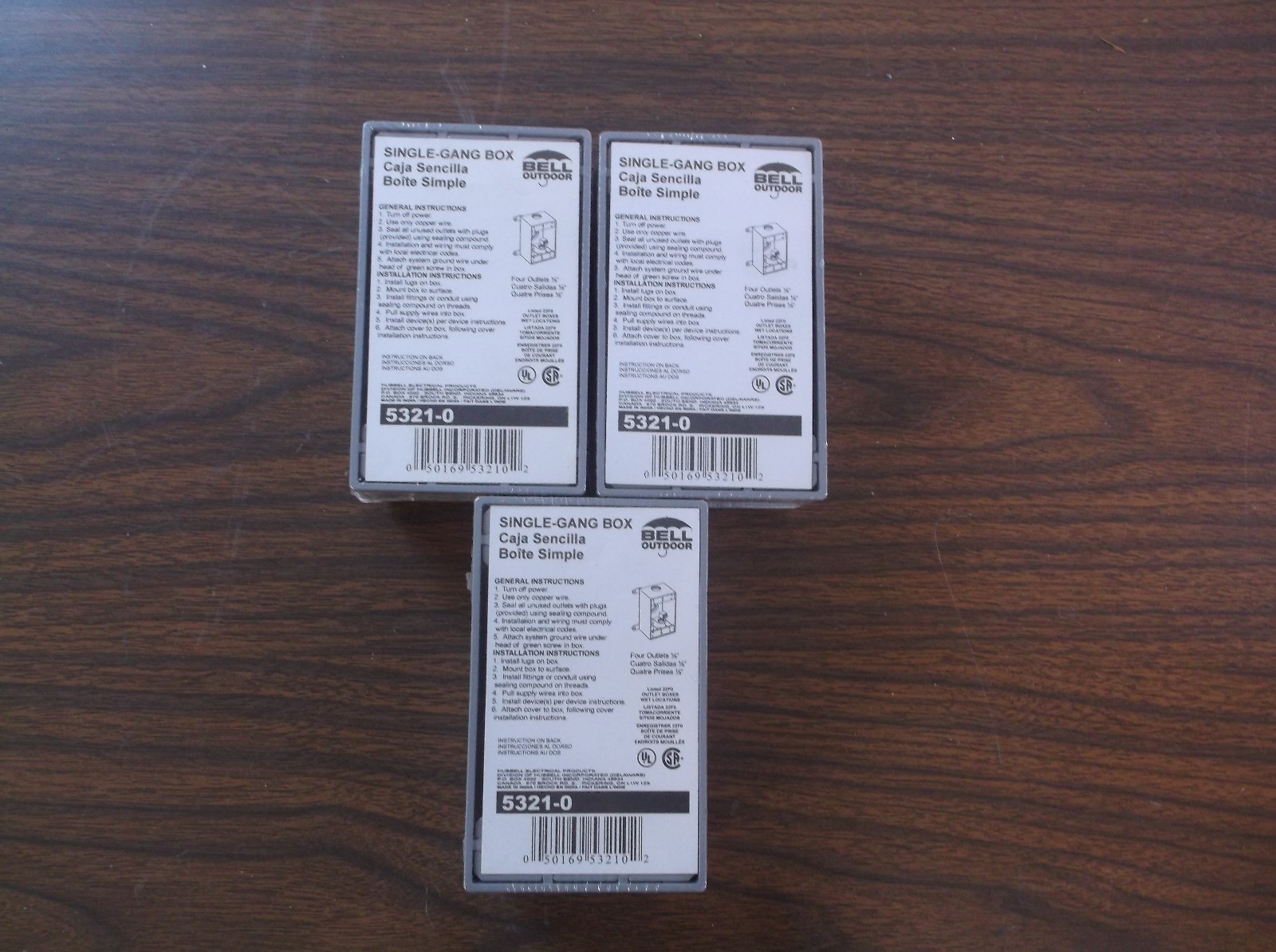  LOT OF 3 BELL 5321-0 Single Gang Outlet Box (T)