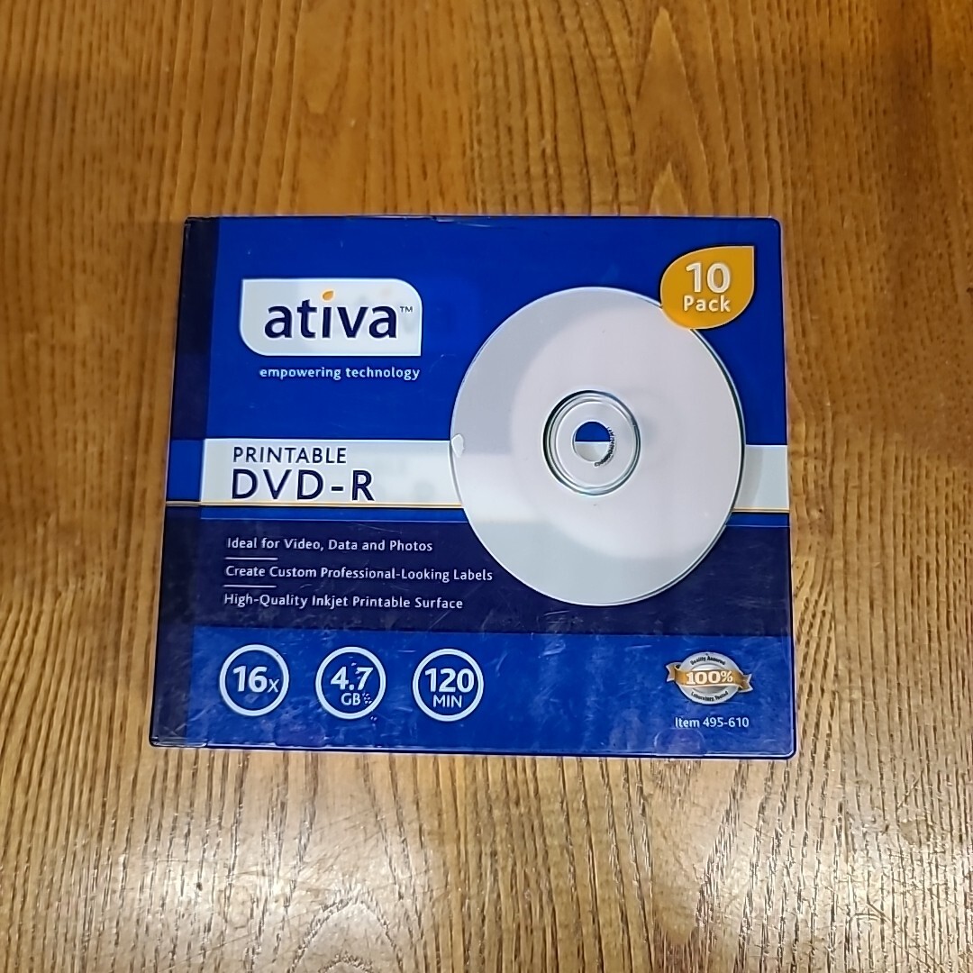 ATIVA - PRINTABLE DVD-R - 10 PACK - FACTORY SEALED - 120 MINUTE
