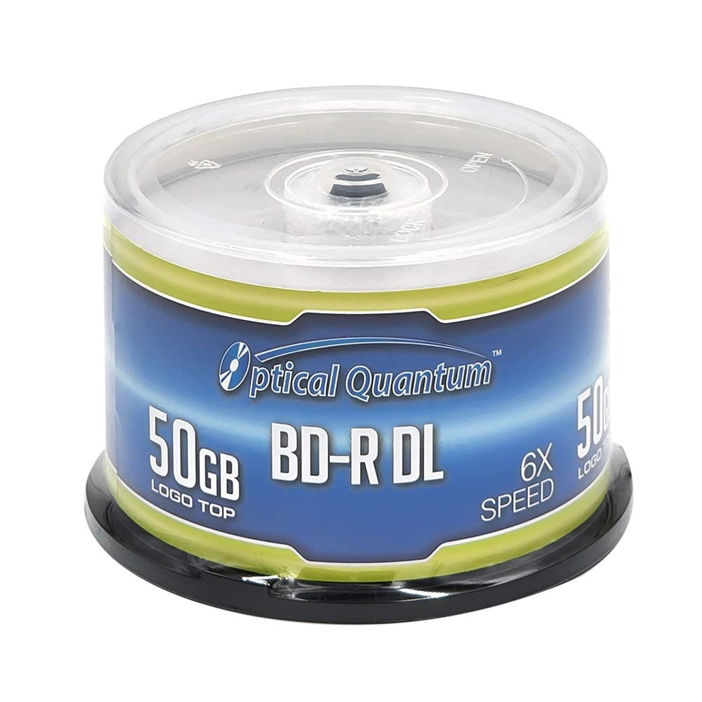 Optical Quantum 50 GB 6X Blu-ray Double Layer Recordable Disc BD-R DL Logo To...