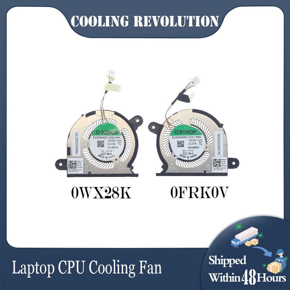 Laptop CPU GPU Cooling Fan For DELL XPS 2020 13 9300 9310 0WX28K 0FRK0V 1Pair