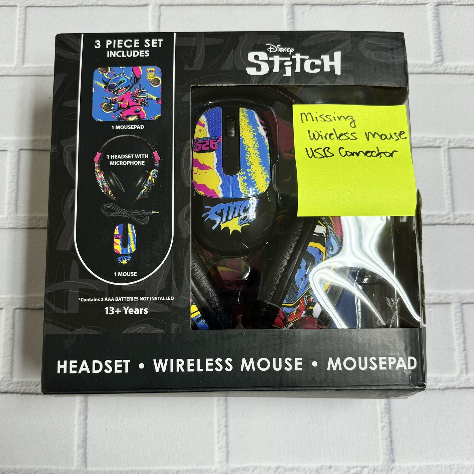 Disney Stitch Headset with Microphone and Mouse Pad Tech Bundle *Missing USB*
