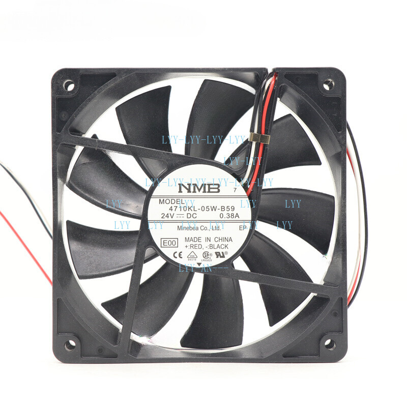 NMB-MAT 4710KL-05W-B59 DC 24V 0.38A 120*120*25mm 3-wires Inverter Cooling Fan