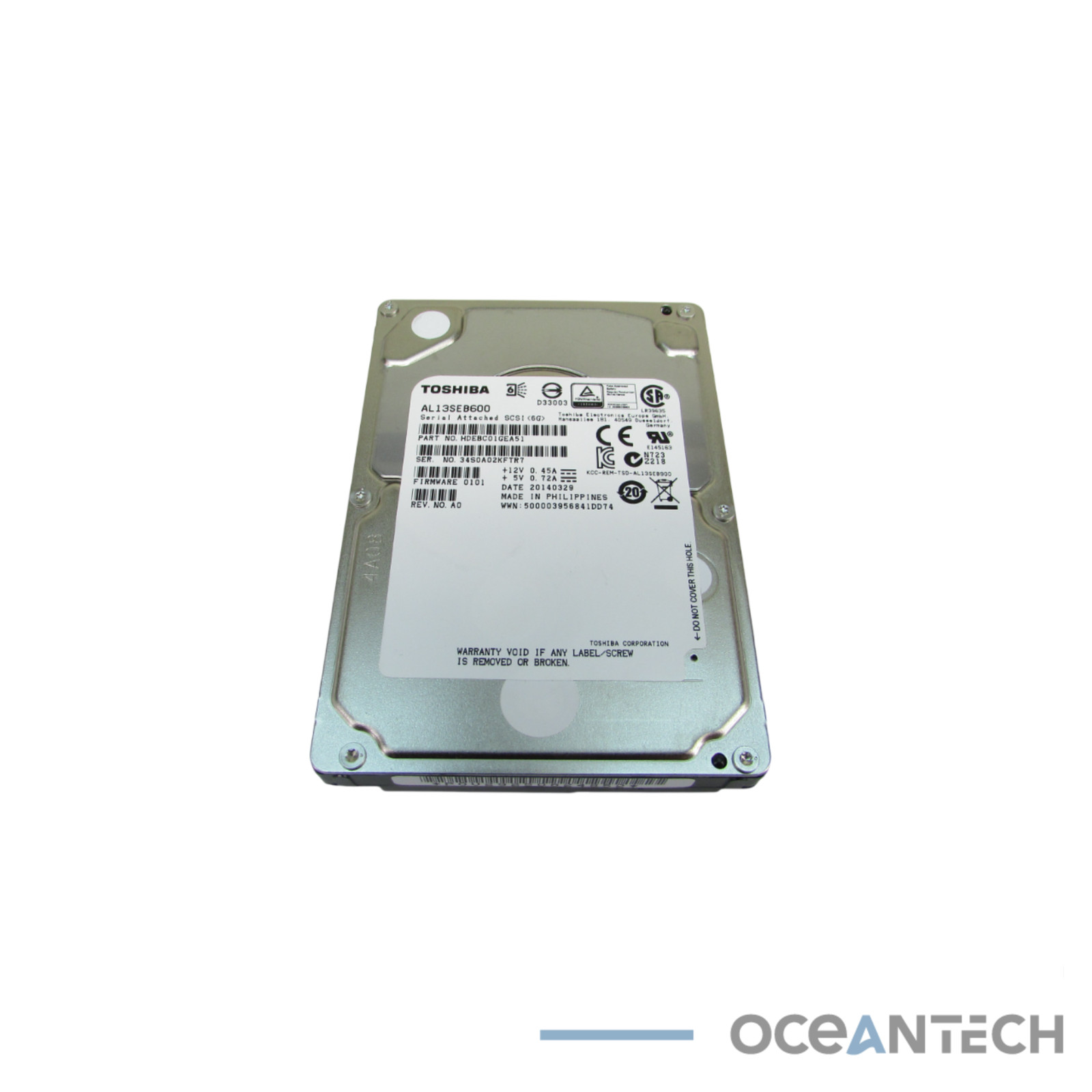 Toshiba AL13SEB600 600GB 2.5" 64MB SAS 6Gb/s Hard Drive Grade A No Tray