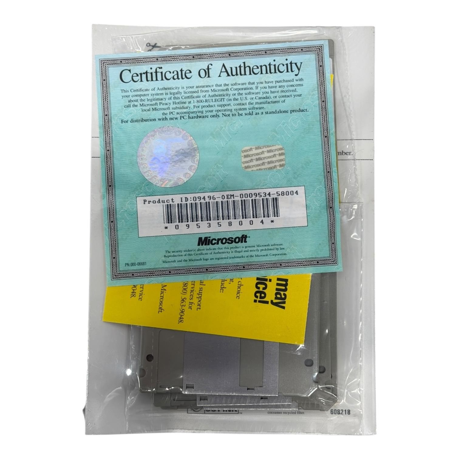 Vintage Microsoft MS-DOS Operating System 3.5 Floppy OEM COA Sealed User Guide