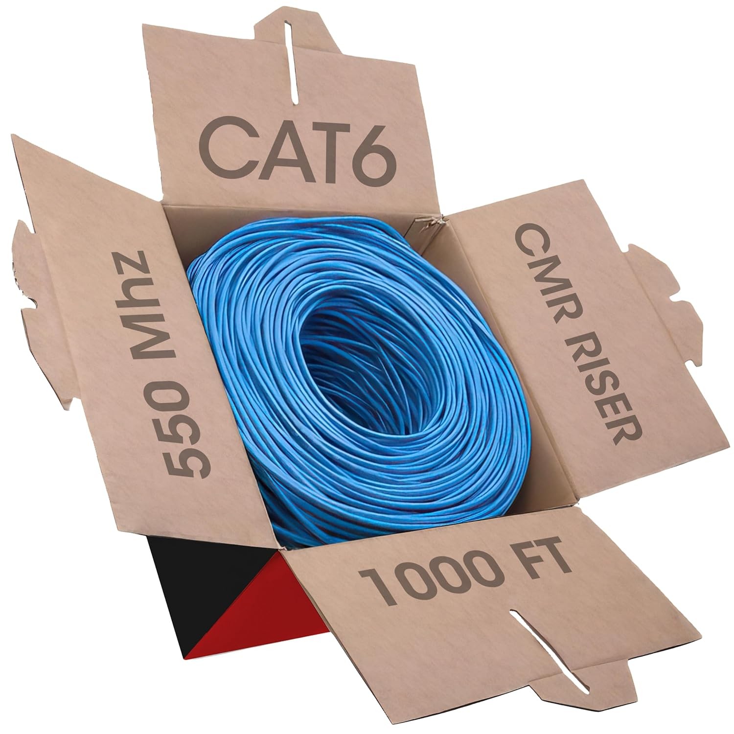 Cat6 Cable 1000ft 23AWG Solid 4 Pair Bulk Cat 6 Ethernet Cable (UTP CMR) 550MHz