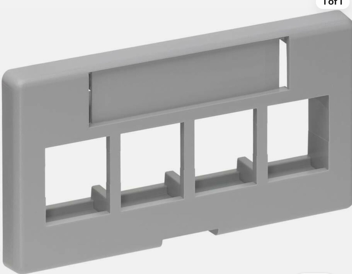 Leviton 49910-SG4 Quickport Modular Furniture Faceplate 4-Port Gray (New Box 25)