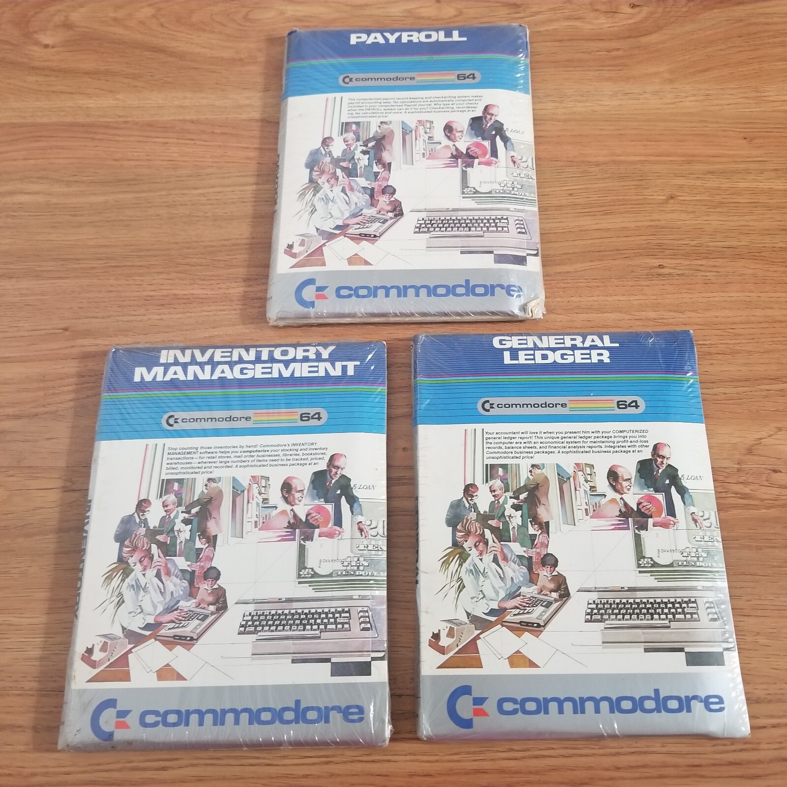 3 Vtg 1983 Commodore 64 Payroll Inventory Management General Ledger Software New