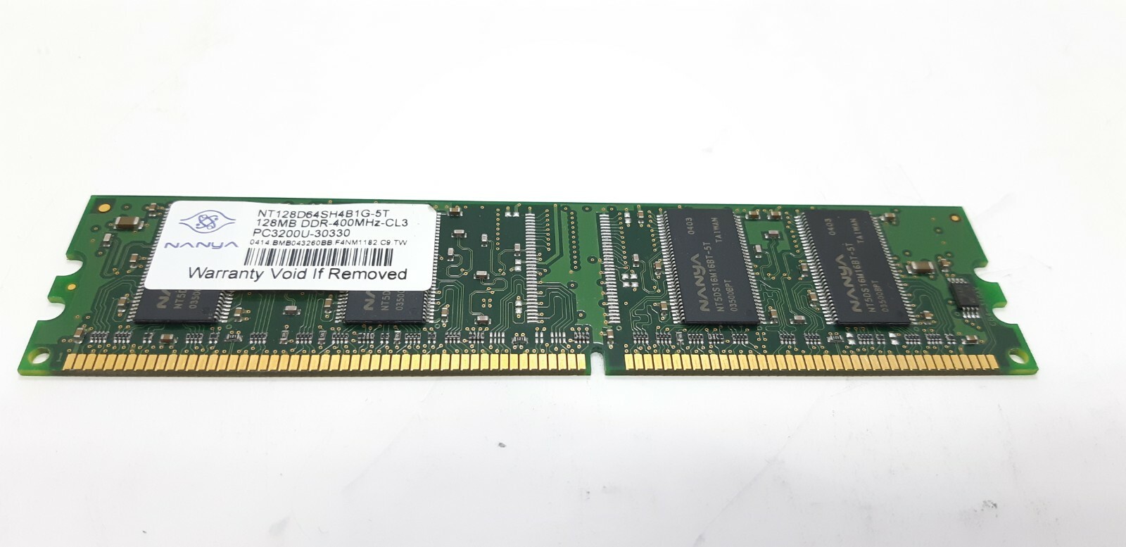 Nanya NT128D64SH4B1G-5T PC3200U-30330 128MB DDR-400MHz-CL3 Memory RAM