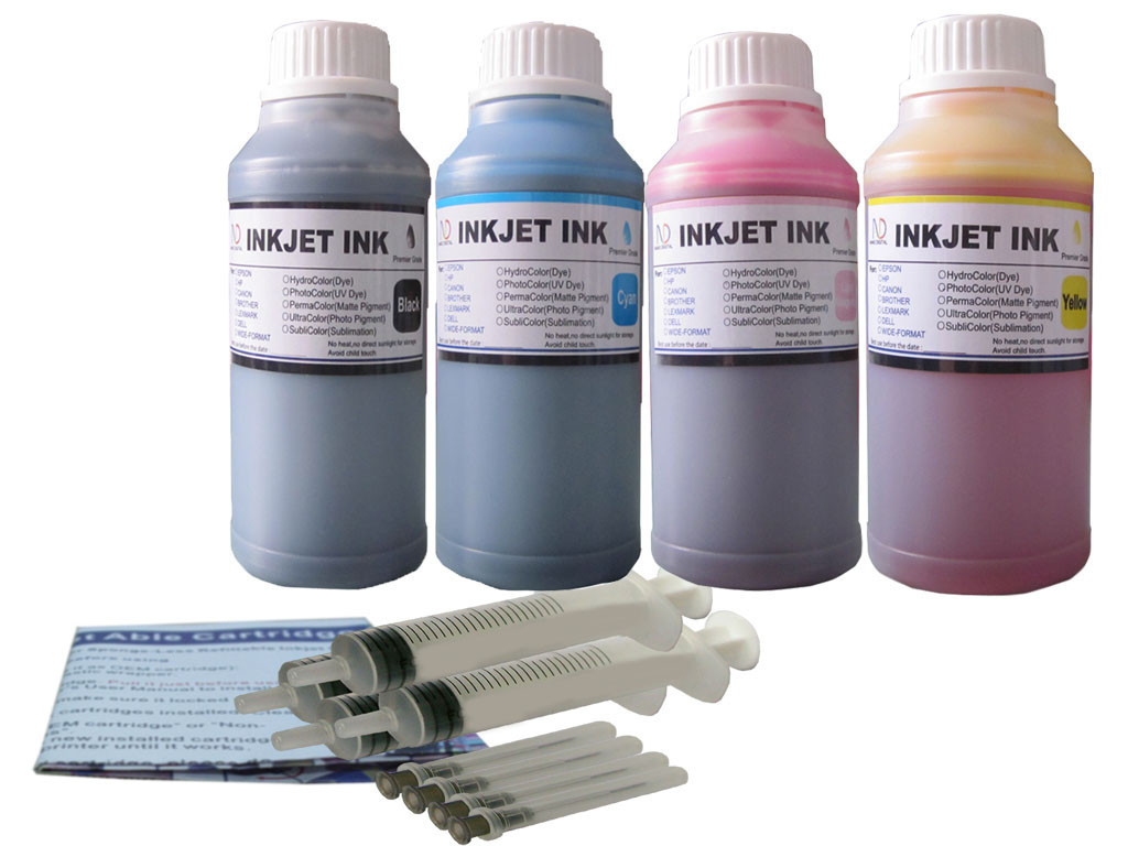 ND® Refill ink for HP 40 HP 50 printer Designjet 250c 650c C+M+Y+1Pg.BK 4x250ml