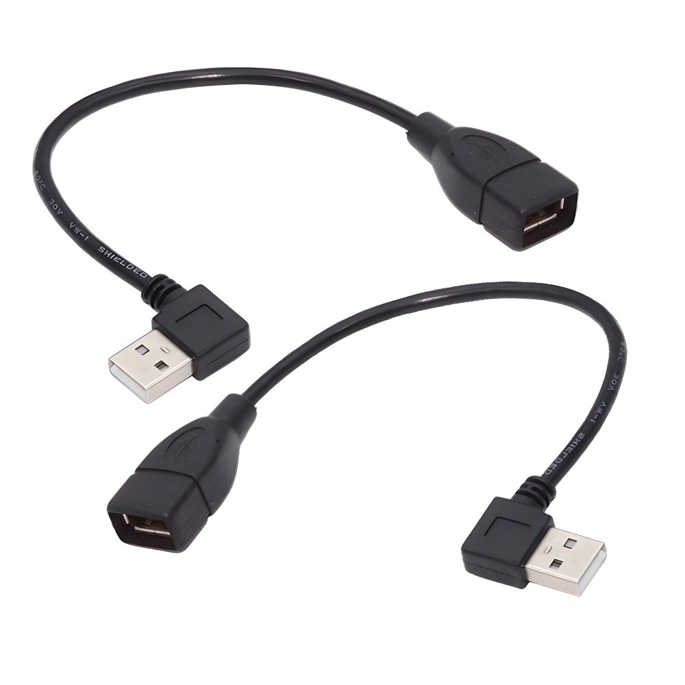 2pcs/lot Left & Right Angled Type USB 2.0 Type-A to USB Extension Cable Type