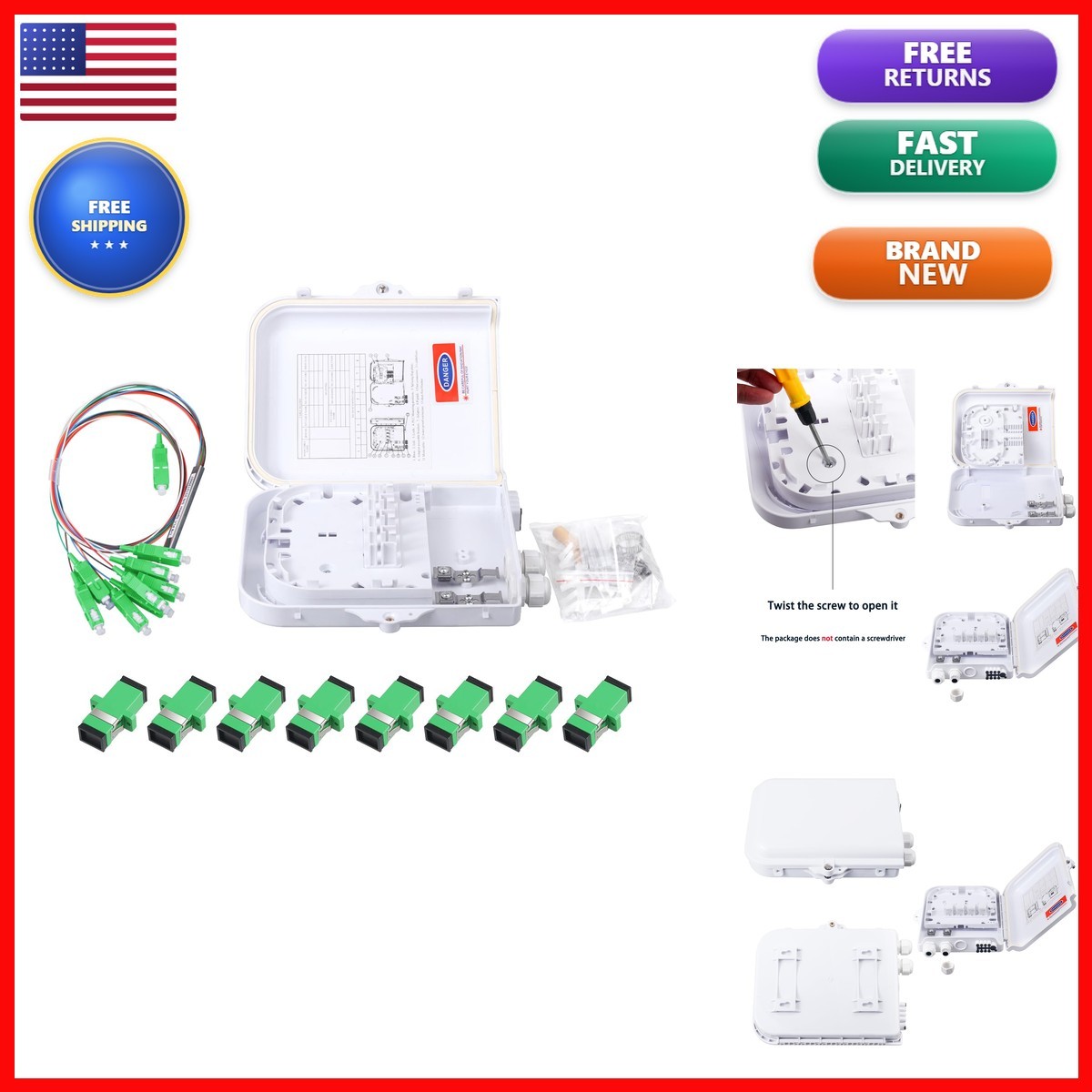 fyboptwu 8-Core SC/APC PLC Splitter Box Wall Mount