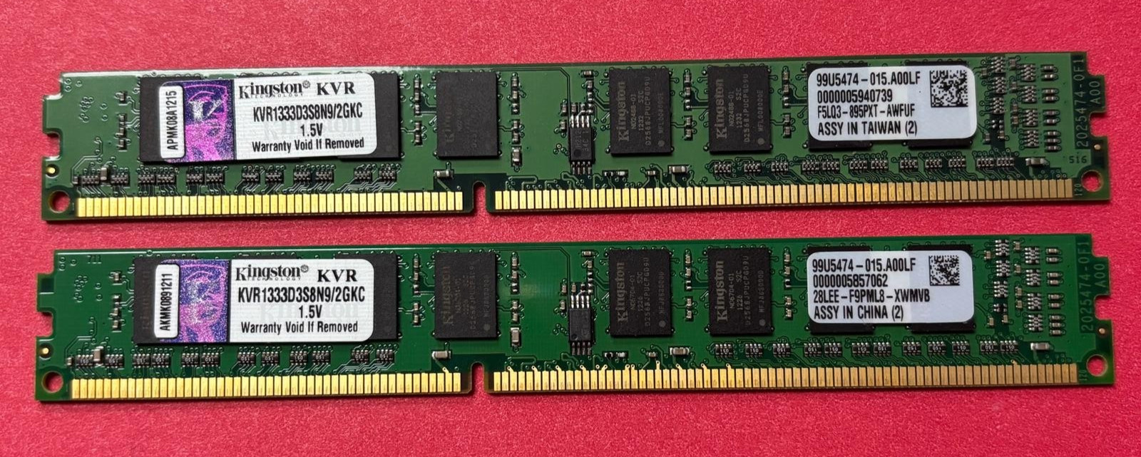 🧁KINGSTON 4GB (2X2GB) RAM MEMORY KVR1333D3S8N9/2GKC