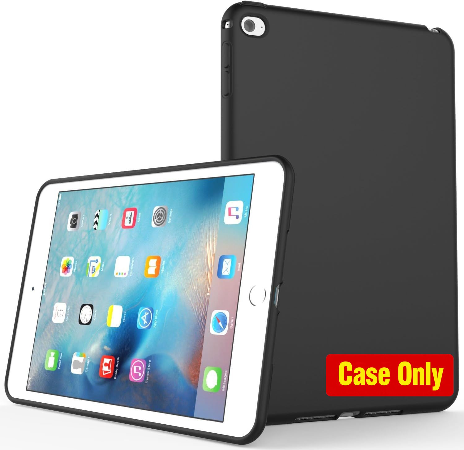 Slim Case for iPad Mini 4 2015 7.9 Inch, Matte Black Soft Silicone Cover