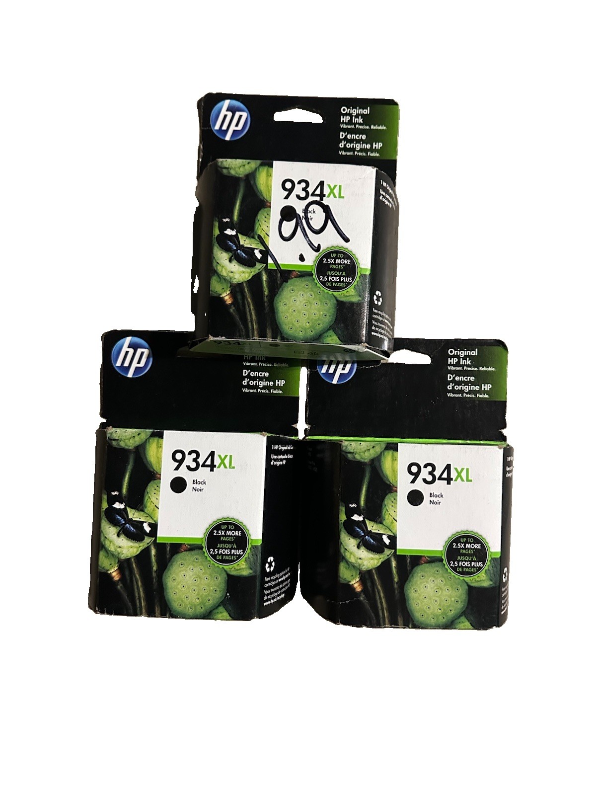 Lot of 3 Genuine HP 934XL Black Ink Cartridges OEM Warranty Ended 06/2020