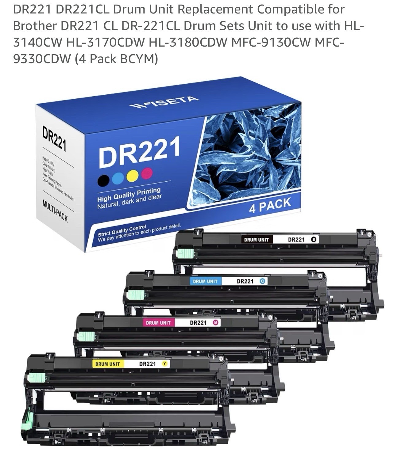 DR221CL BK/C/M/Y DR 221CL Drum Unit Replacement for Brother DR221 MFC-9130CW