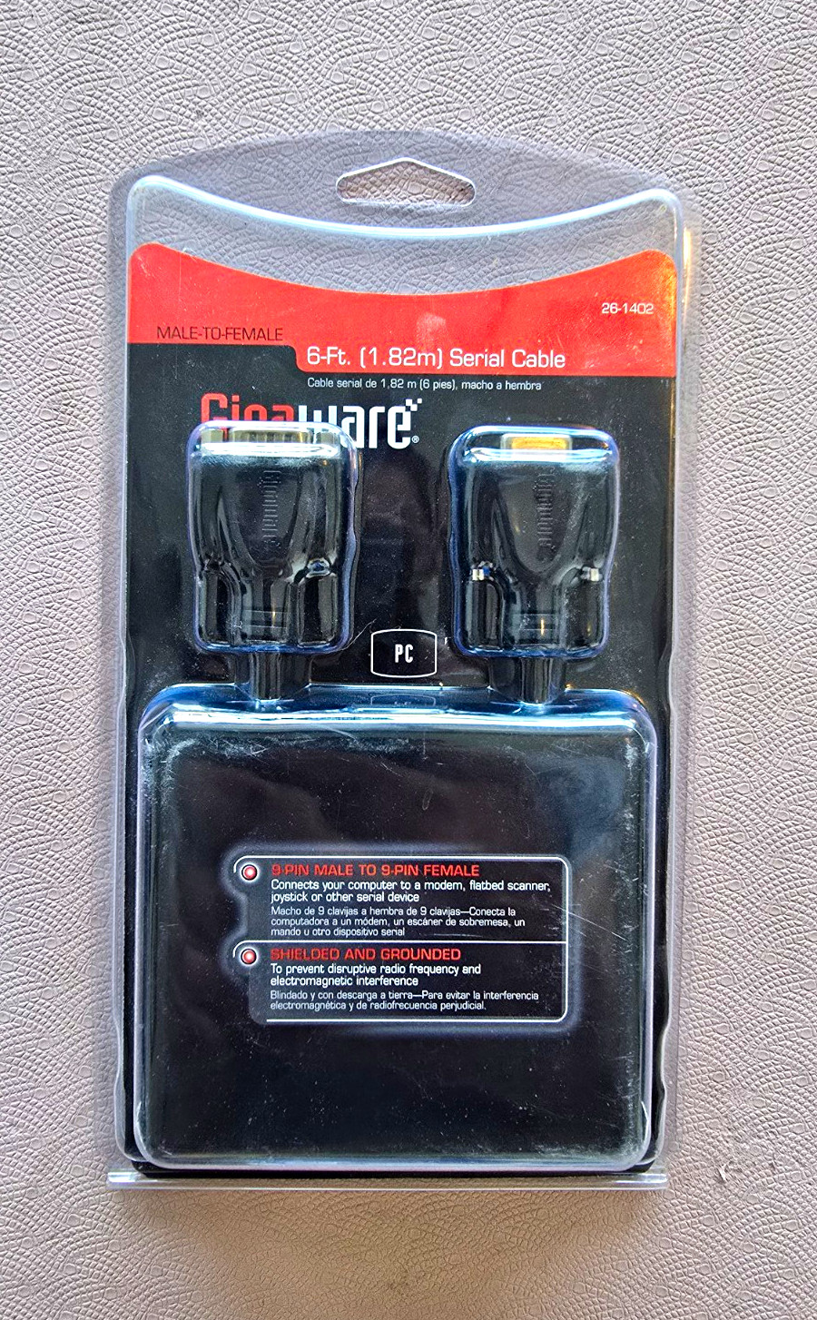 Gigaware 6 ft DB9 Male to DB9 Female Shielded Serial Cable Black 26-1402
