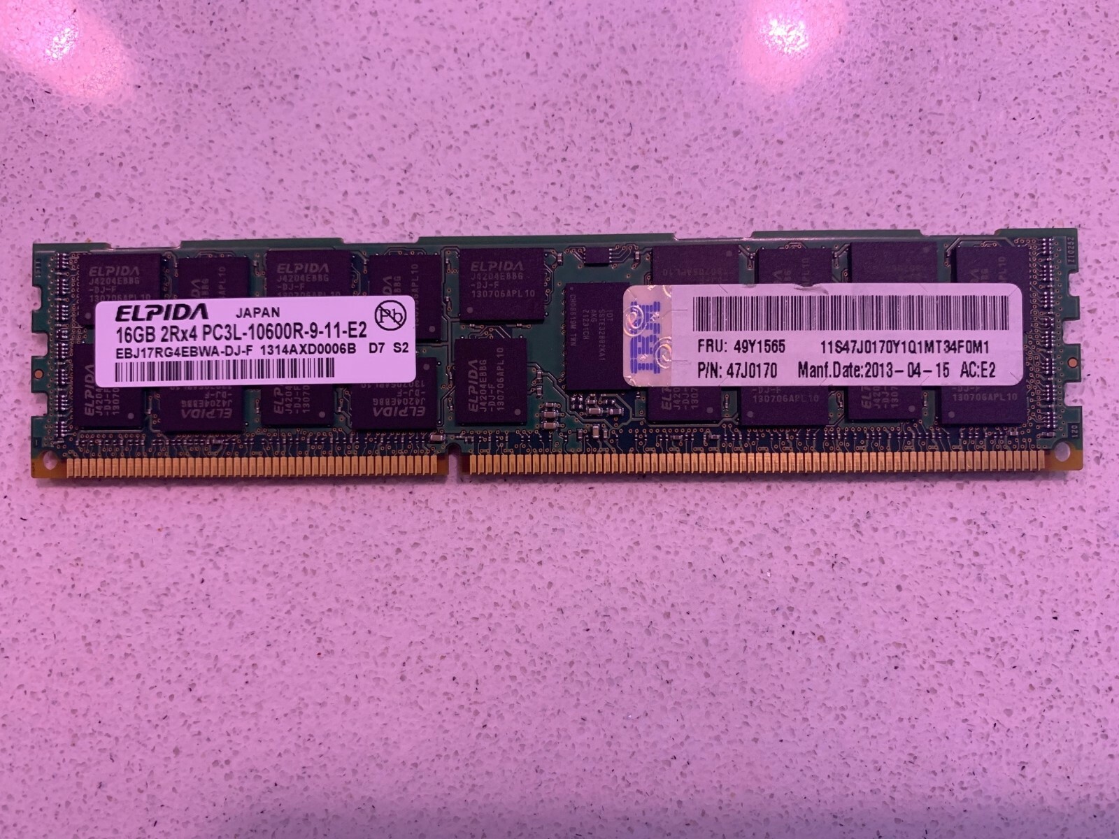 ELPIDA 10600R 64GB EBJ17RG4EBWA-DJ-F 4 X 16GB PC3L-10600R  GENUINE LENOVO