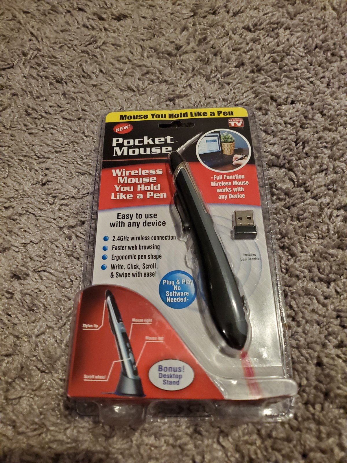 Pocket Mouse Pen As Seen On TV Genuine USB Wireless Optical 2-in-1 
