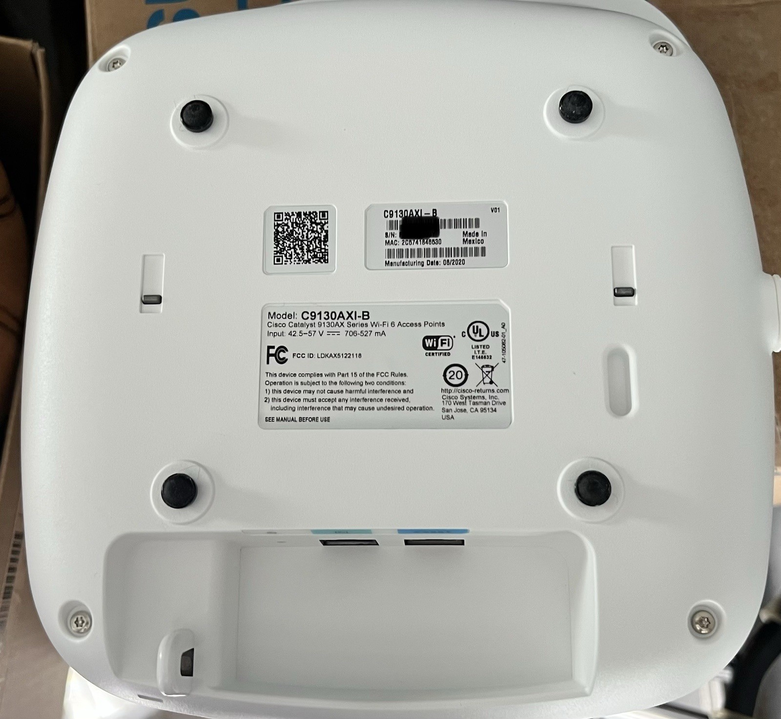 Cisco Catalyst C9130AXI-B Wi-Fi 6 Wireless Access Point 9130AX Series V01