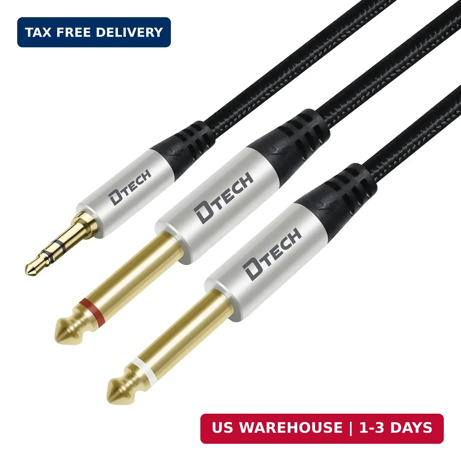 5ft 3.5mm to 1/4 Adapter Audio Stereo Cable TRS 1/8 to Dual Quarter Inch TS 6.35