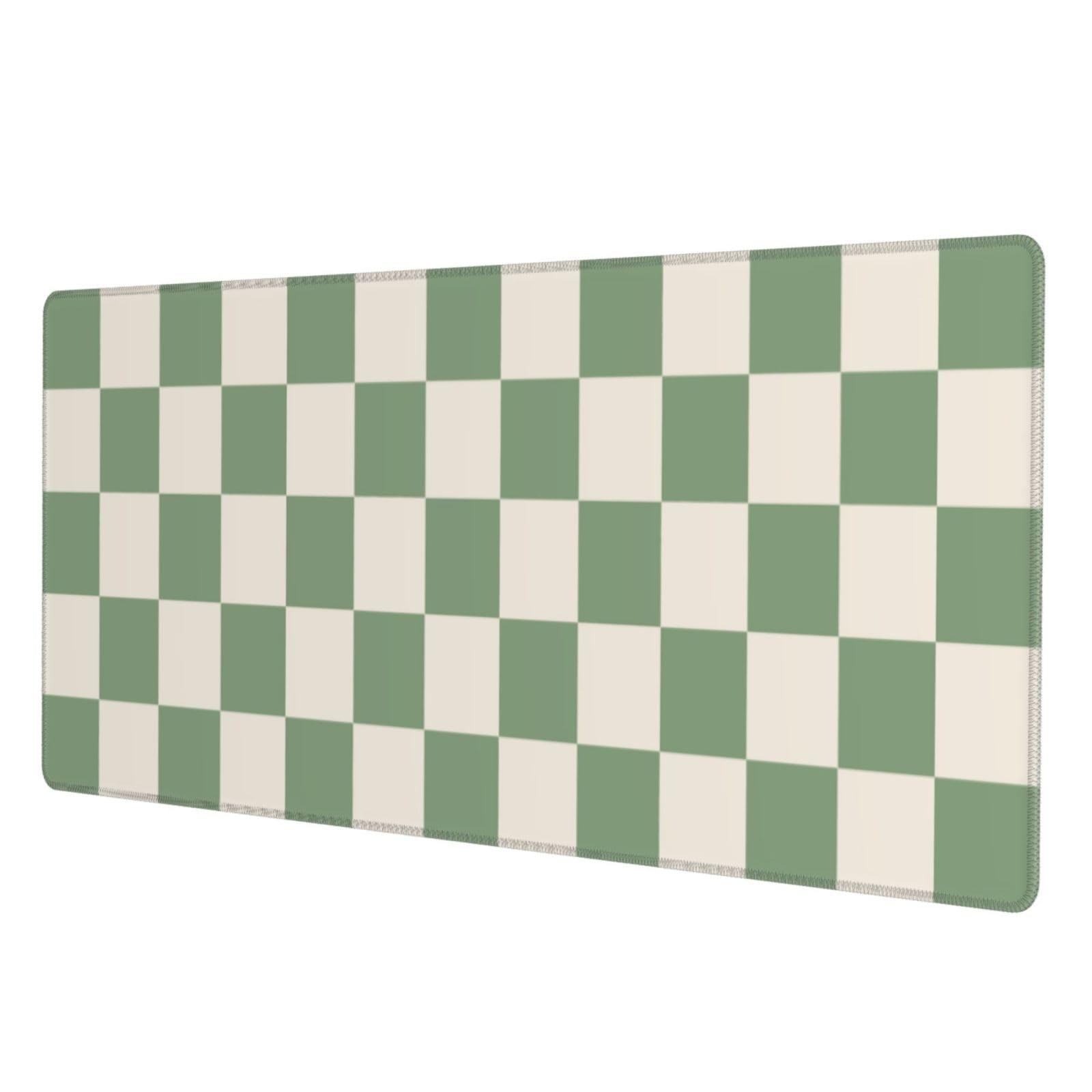Green Checkered Cute Aesthetic Gaming Pad, XXL Desk Mat