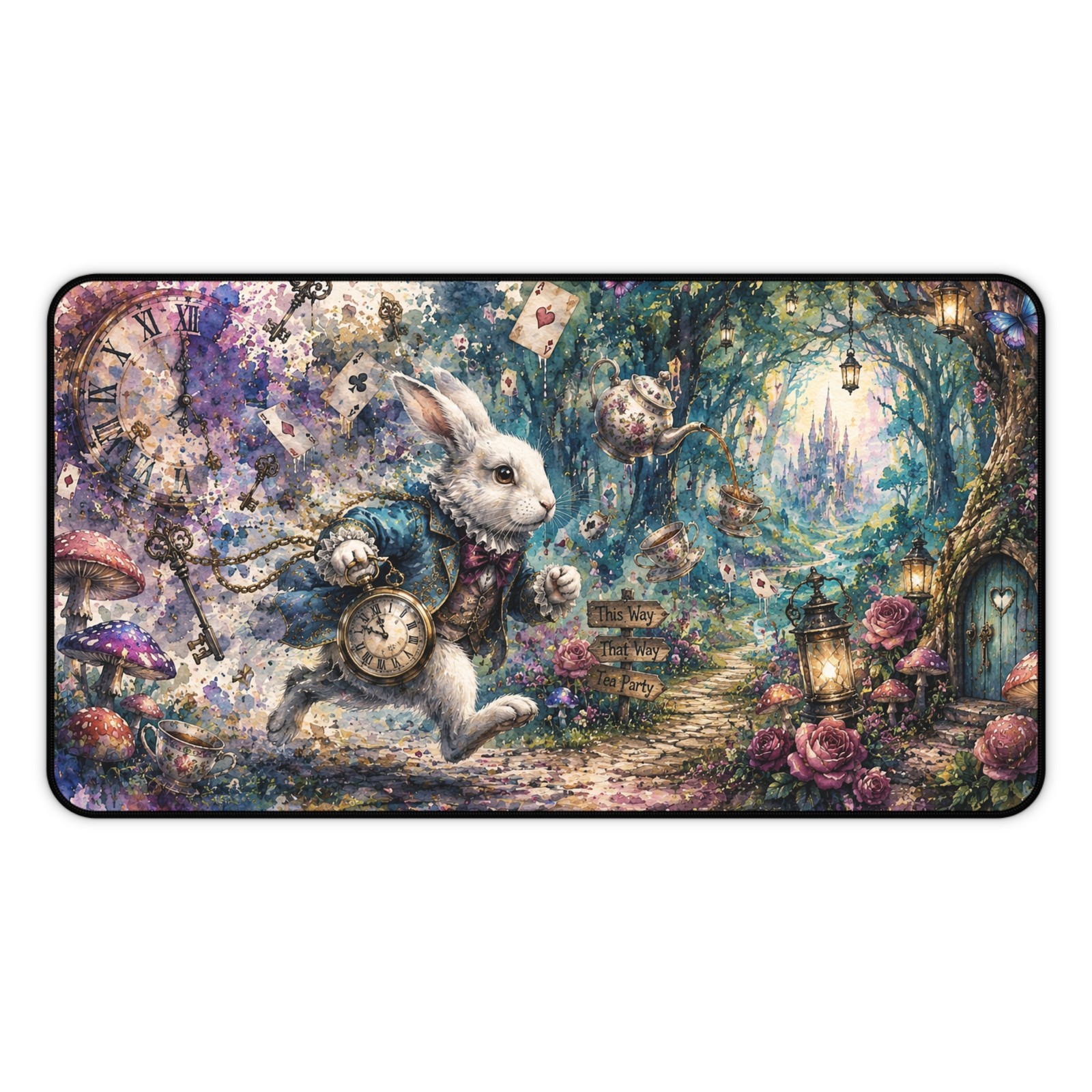 White Rabbit Desk Mat | Alice-in-Wonderland Mousepad