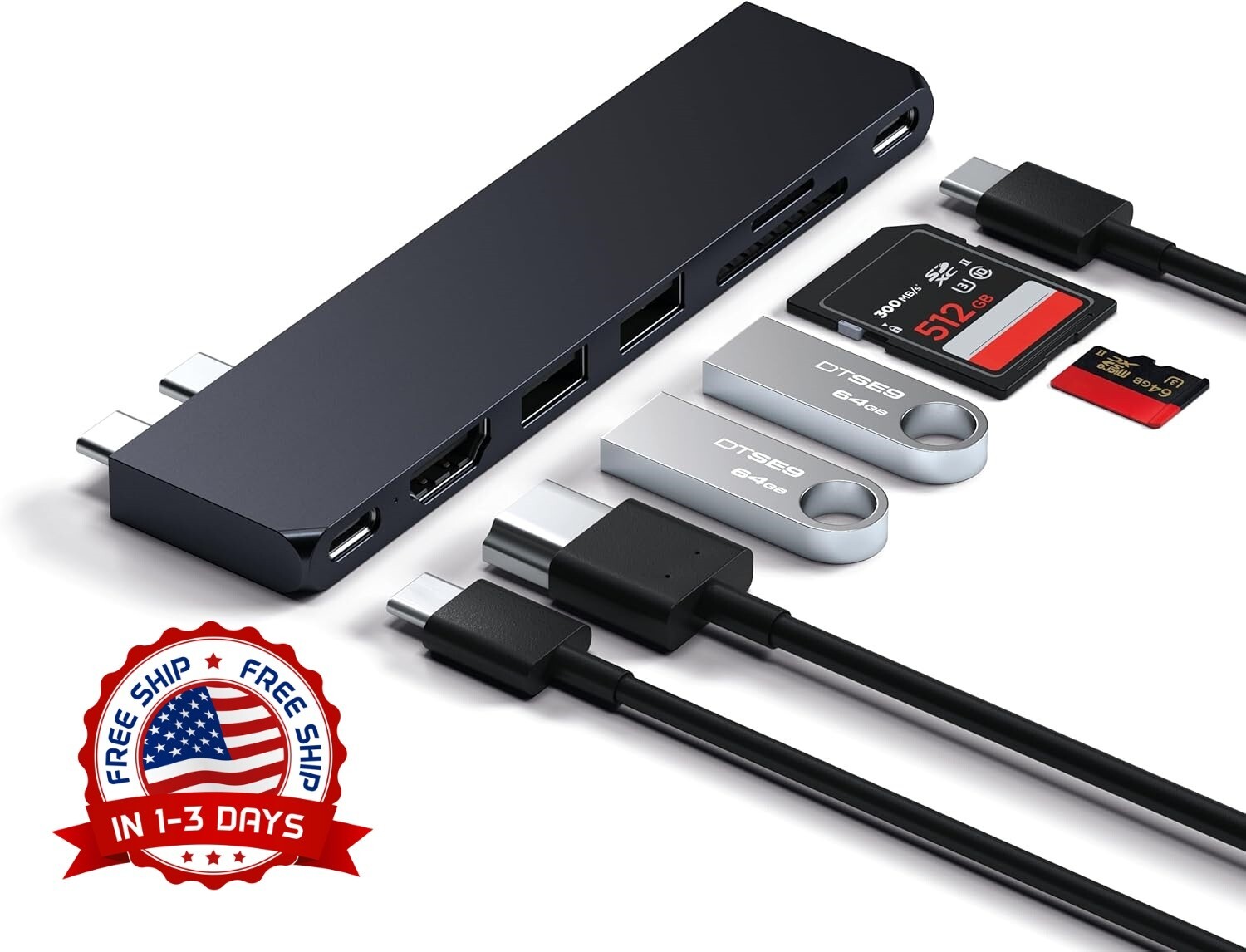 Adaptador multipuerto USB C Hub Slim, desbloquea funcionalidad mejorada, NEW US