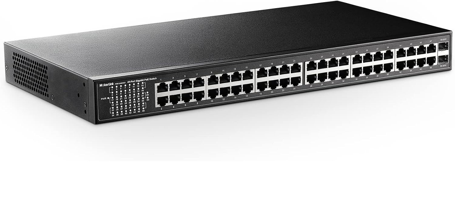 New-Open-Box MokerLink 48 Port PoE Gigabit Switch 2 Gigabit SFP IEEE802.3af...
