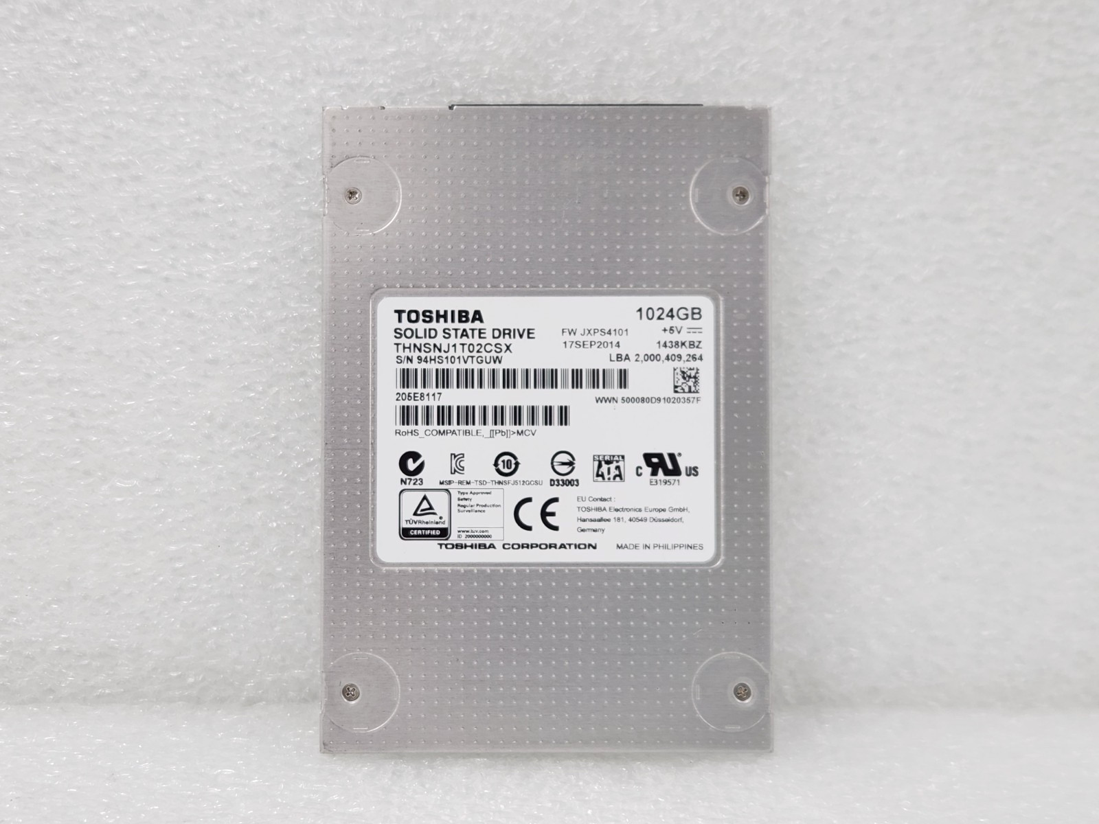 Toshiba THNSNJ1T02CSX (1024GB) 2.5-inch SSD SATA 6Gb/s Solid State Drive