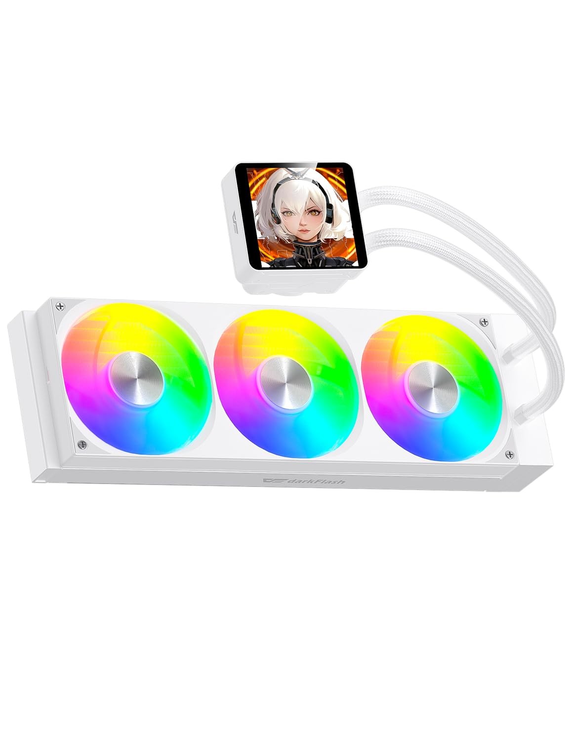 darkFlash DV360S MAX All-in-one Liquid CPU Cooler, 3.95” LCD Screen White
