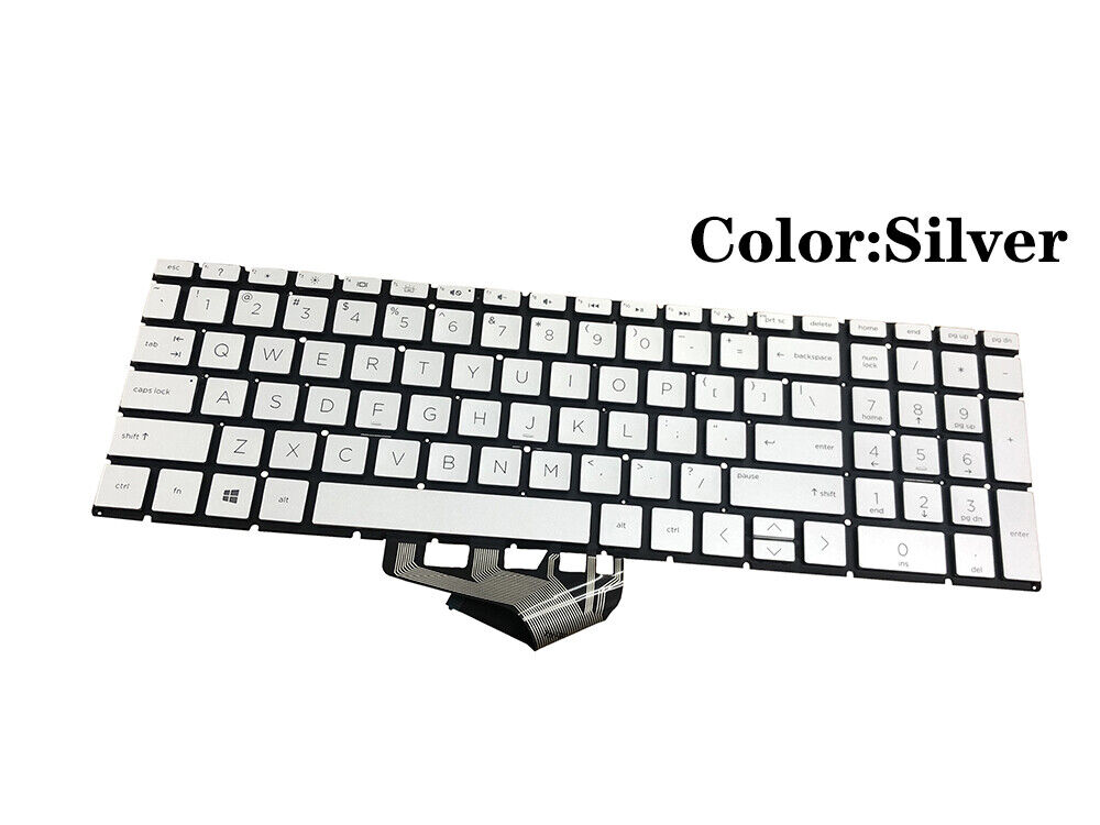 New HP 17-by1086cl 17-by4623dx 17-by4633dx 17-by4063st Backlit Keyboard Silver