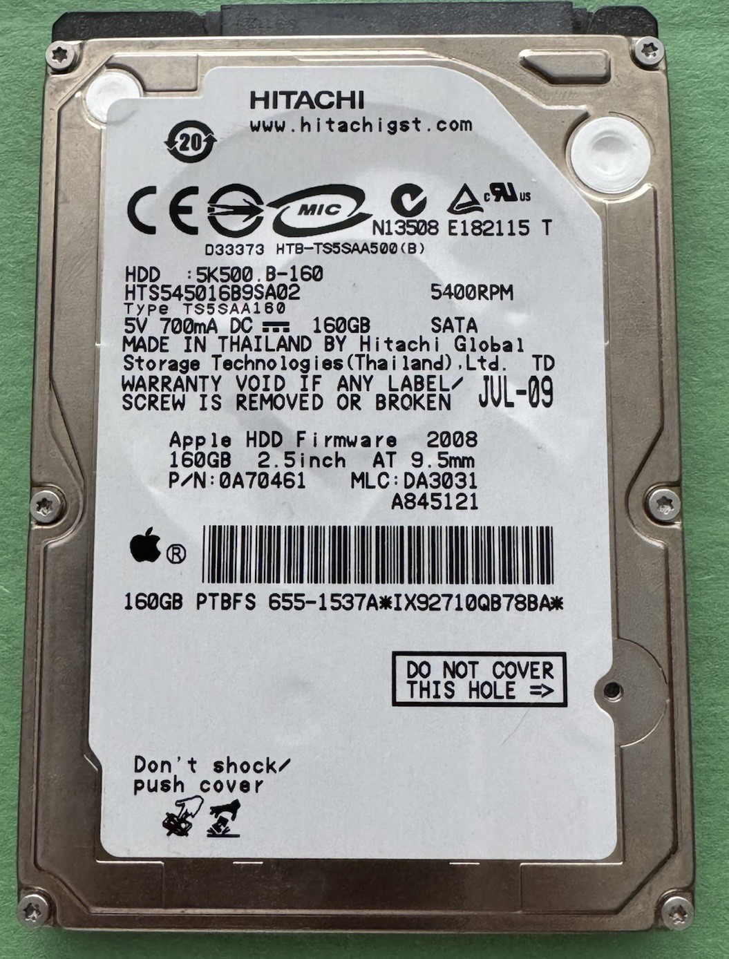 HITACHI 160GB SATA 5K500 B-160 5400RPM HTS545016B9SA02 Tested Works EXCELLENT